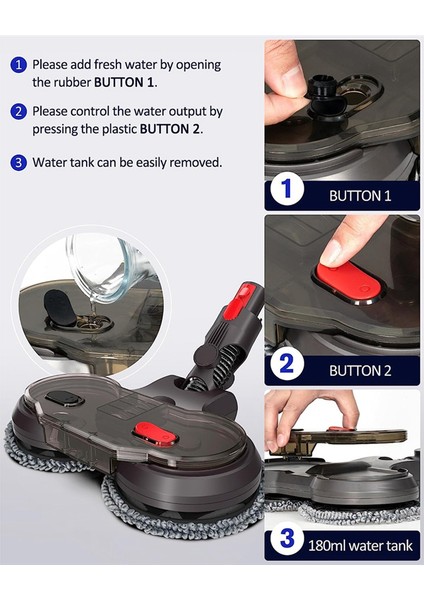 V15 V8 V7 V10 V11 Elektrikli Süpürge Için Elektrikli Kuru Islak Paspas Başlığı, Çıkarılabilir Su Tankı, 6 Paspas Bezi (Yurt Dışından)