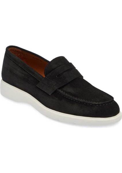 Siyah Hakiki Süet Deri Erkek Loafer - E24I1AY56785-A01
