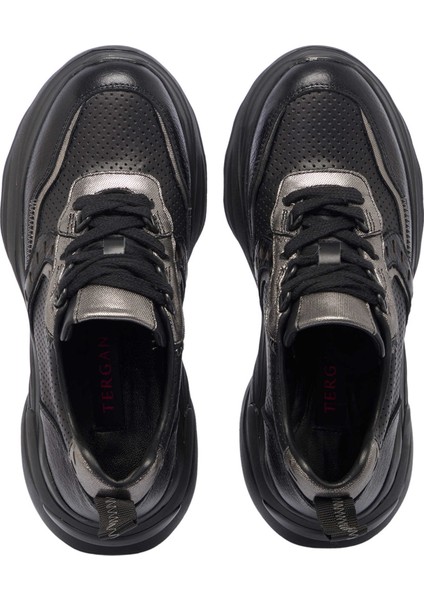 Siyah Hakiki Deri Kadın Sneaker - K24I1AY67312-A23