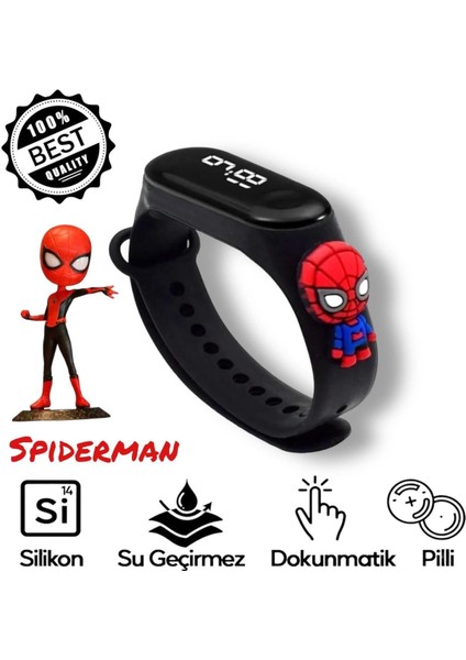 Akıllı, Dokunmatik Spiderman Çocuk Saati Güvenli LED Su Geçirmez Silikon Süper Kahraman Figür