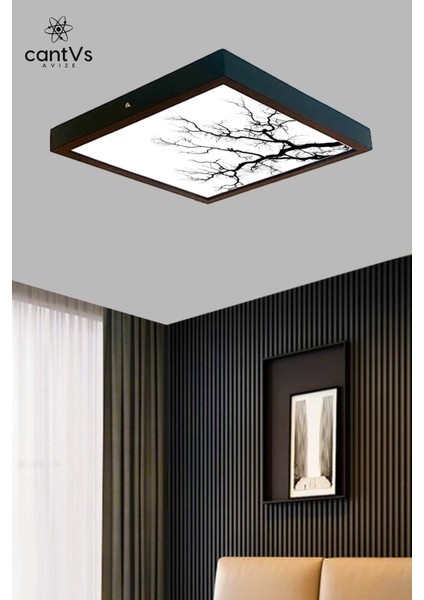 Ahşap Çerçeveli Tavan LED 60X60CM Panel Aydınlatma Avize Salon Yatak Odası Mutfak 6500K Beyaz Işık fiyatları