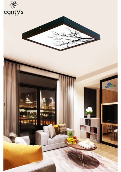 Ahşap Çerçeveli Tavan LED 60X60CM Panel Aydınlatma Avize Salon Yatak Odası Mutfak 6500K Beyaz Işık modelleri