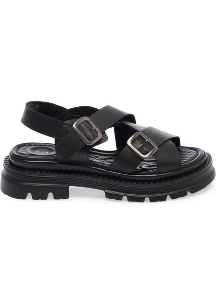 Siyah Hakiki Deri Kadın Sandalet - K24Y1SN67162-A23 modelleri