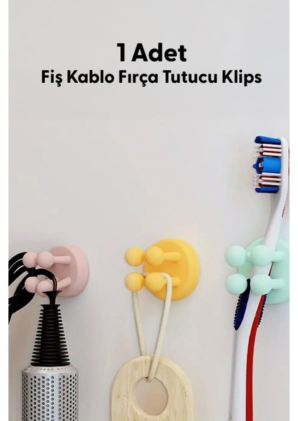 1 Adet Silikon Yapışkanlı Klips Fiş Kablo Tutucu Askı