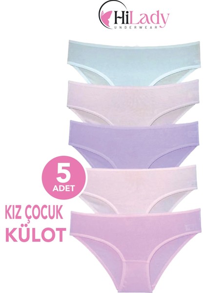 Çocuk Külot 5'li Paket Fiyonklu Pamuklu Soft Renkler, Yumuşak Çocuk Külot