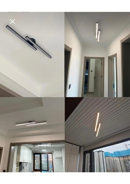 Modern Tavan Koridor Aydınlatması Çubuk LED Siyah Günışığı Lineer Avize Armatür Ikili Çubuk modelleri