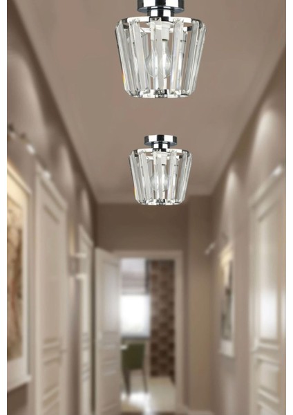 Diana Model Plafonyer Krom Kristal Taşlı fiyatları
