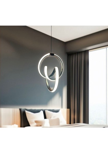 Siyah Modern Sarkıt LED Avize Ğünışığı Salon Mutfak Oda Hol Ledli Avize