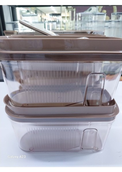 Lüx Vakumlu Erzak Kabı 4x2 Lt Şeffaf Bakır