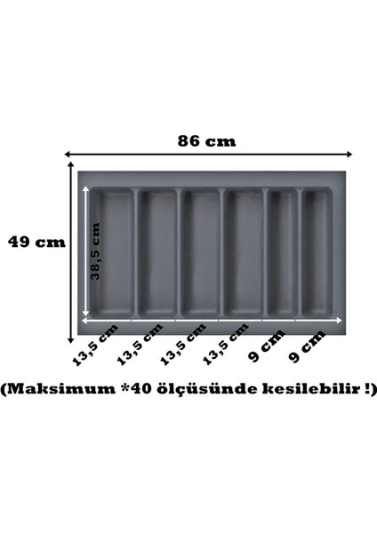 85X49 Cm. 6 Bölmeli Gri Çekmece Içi Düzenleyici Kepçelik (80*40 Cm'e Kadar Kesilr) fiyatları