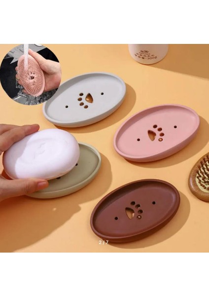 Çift Özellikli Silikon Fırça ve Sabun Kurutan Katı Sabunluk