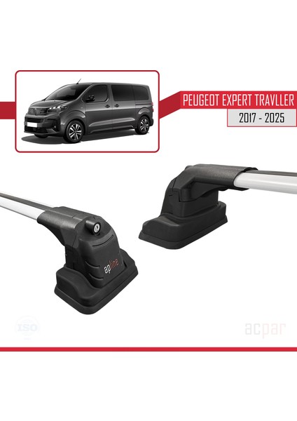 Peugeot Expert Traveller 2017-2025 Arası ile Uyumlu Ace-3 Ara Atkı Tavan Barı Gri 2 Adet