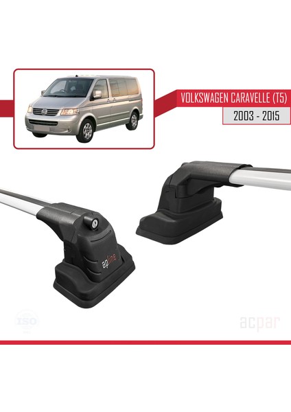 Volkswagen Caravelle (T5) 2003-2015 Arası ile Uyumlu Ace-3 Ara Atkı Tavan Barı Gri 2 Adet