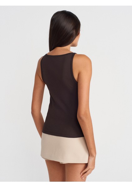 21048 Halter Yaka Top-Koyu Kahve