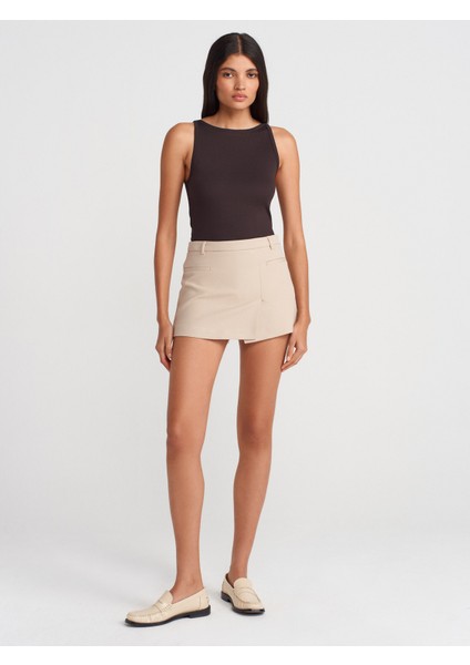 21048 Halter Yaka Top-Koyu Kahve