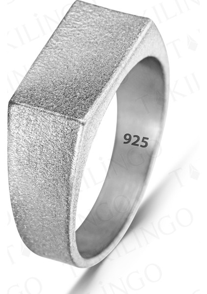 925 Ayar Gümüş Dikdörtgen Model Taşsız Sade Erkek Yüzük