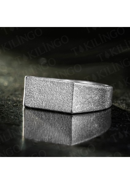 925 Ayar Gümüş Dikdörtgen Model Taşsız Sade Erkek Yüzük fiyatları