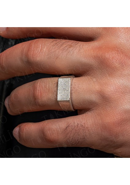 925 Ayar Gümüş Dikdörtgen Model Taşsız Sade Erkek Yüzük modelleri