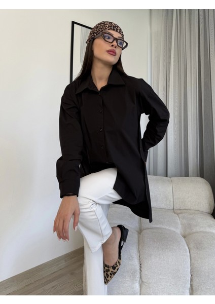Düğme Detaylı Poplin Gömlek 6014-SIYAH fiyatları