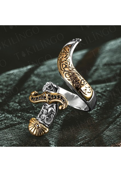 Islam Usta Gökpusat Model 925 Ayar Gümüş Kılıç Motifli Erkek Yüzük