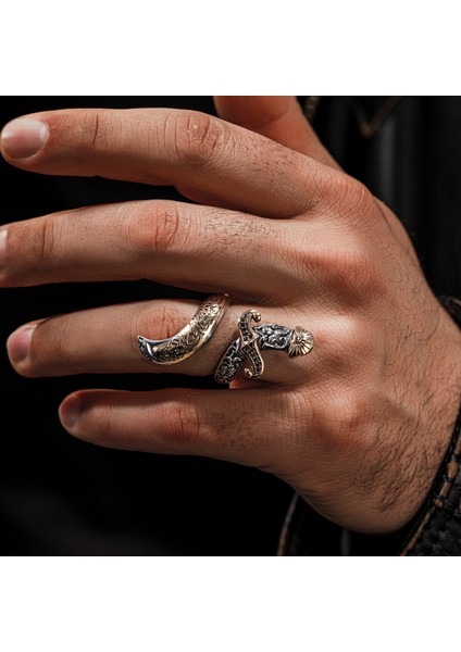 Islam Usta Gökpusat Model 925 Ayar Gümüş Kılıç Motifli Erkek Yüzük modelleri