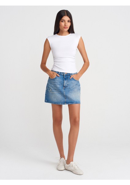 21054 Büzgülü Basic T-Shirt-Beyaz fırsatları