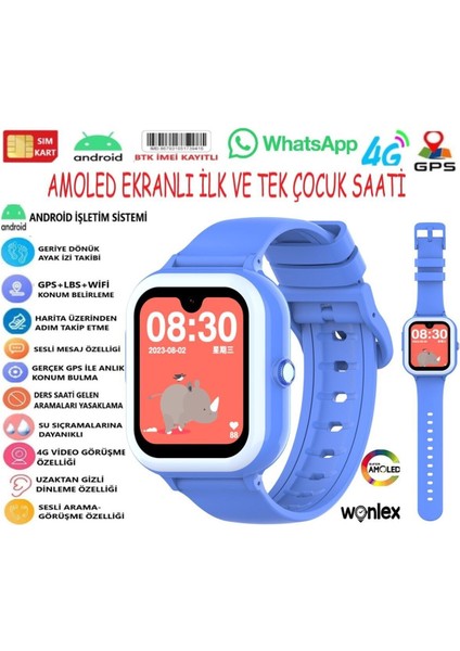 Amoled Ekranlı 4glı Gps'li Çocuk Saati KT31 Pro (Whatsaap-Wifi-Imei Kayıtlı-Hızlı Akıcı )