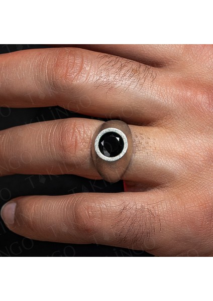 925 Ayar Gümüş Siyah Zirkon Taşlı Yuvarlak Sade Erkek Yüzük modelleri