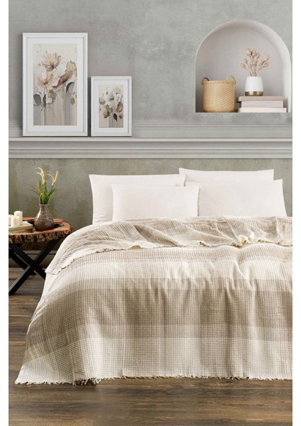 Bej Ekose Gunes Model - Çift Kişilik Pike 200X230