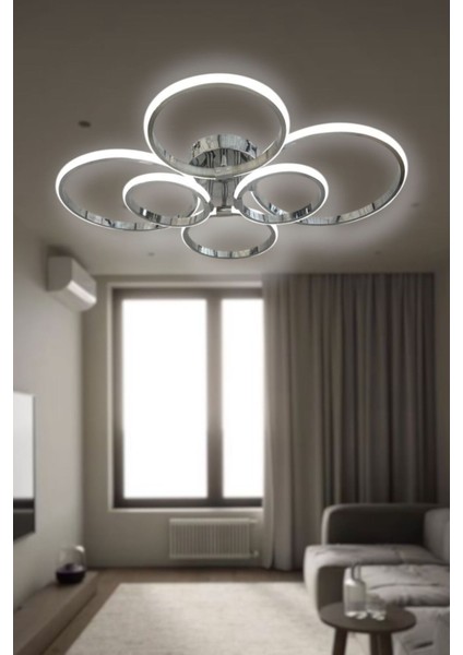 6 Kollu Çember Plafonyer 3 Renk LED Avize Salon Mutfak Avizesi