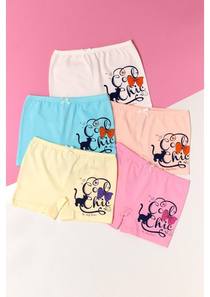 Kız Çocuk 5'li Paket Kedi Desenli Boxer