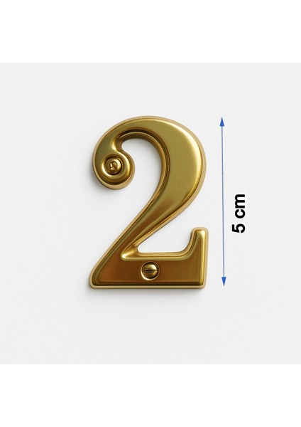 Metal Vidalı Kapı Numarası Gold 2 Numara