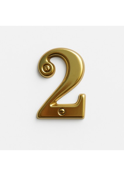 Metal Vidalı Kapı Numarası Gold 2 Numara