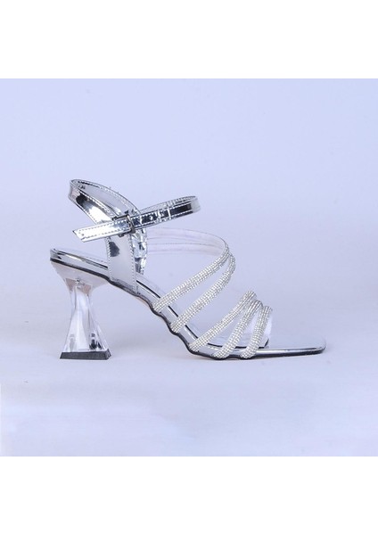 By4 Taşlı 7cm Kadın Topuklu Sandalet