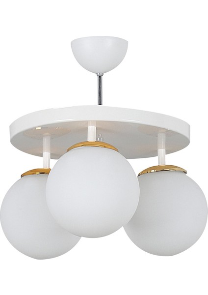 Tepsi Beyaz 3'lü Beyaz Glop Camlı Avize modelleri