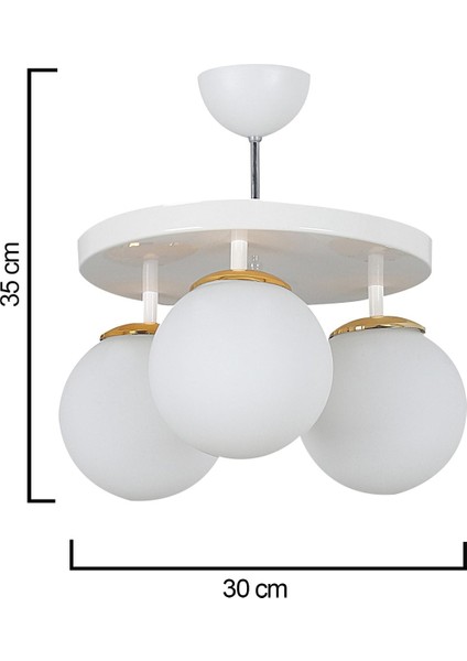 Tepsi Beyaz 3'lü Beyaz Glop Camlı Avize fırsatları