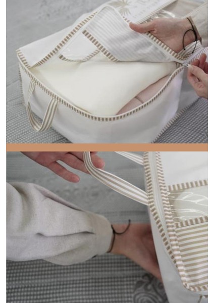 Pencereli Üç Bölmeli Baza Hurç, Yatak Baza Altı Dolap Içi Düzenleyici Saklama (32X70X20CM) 1 Adet indirimleri