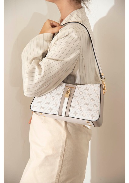 Kadın Çapraz Çanta 1102-46715 Sılver Polo Çapraz Bayan Çantası M178 Bej-Mat Kum-Kemik