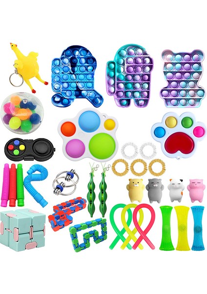 33PCS2-53.2 Tarzı Oyuncaklar Seti Çocuklar Itin Kabarcık Fidget Dizeler Yetişkinler Çocuklar Duyusal Sıkıştırılabilir Figdet (Yurt Dışından)