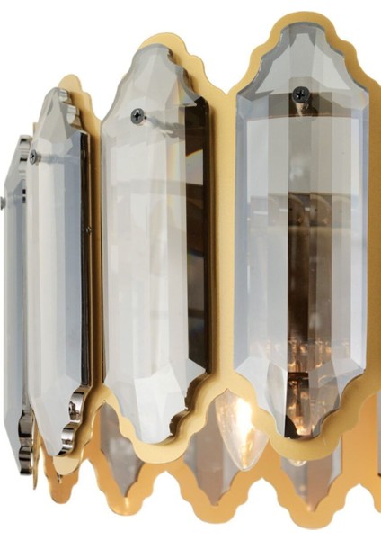 Yezda Eskitme Dikdörtgen Kristalli Taşlı Modern Tasarım Yemek Masası Üstü Kristal Salon Avize