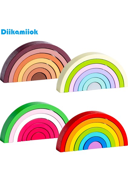 Kahverengi Tarzı Sıcak Kemer Köprü Gökkuşağı Bina Blokları Çocuk Ahşap Yığıncağı Bebek Oyuncak Rengi Algılama Çocuklar Montessori Eğitici Ahşap Oyuncaklar (Yurt Dışından)