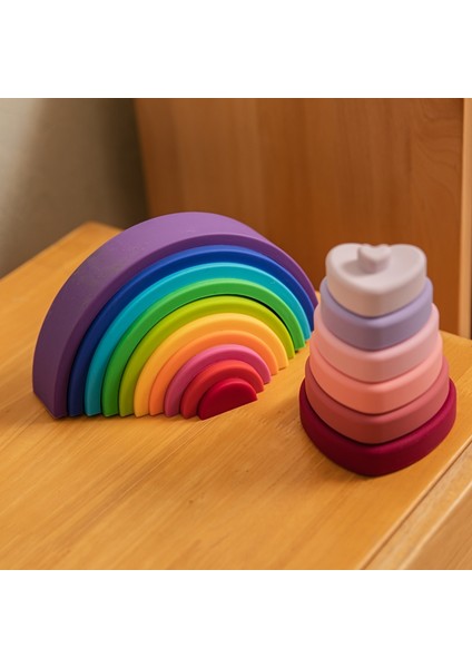 12 Adet Tarzı Bebek Gökkuşağı Renkleri Silikon Yığma Oyuncağı Montessori Yaratıcı Oyuncaklar Bpa Free Gıda Sınıfı Silikon Erken Eğitim Çocuk Hediyeleri (Yurt Dışından)