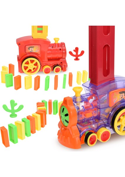 60 Adet Şeffaf Stil Çocuk Domino Tren Araba Seti Ses Işık Otomatik Döşeme Domino Tuğla Renkli Domino Bloklar Oyun Eğitici Dıy Oyuncak Hediye (Yurt Dışından)