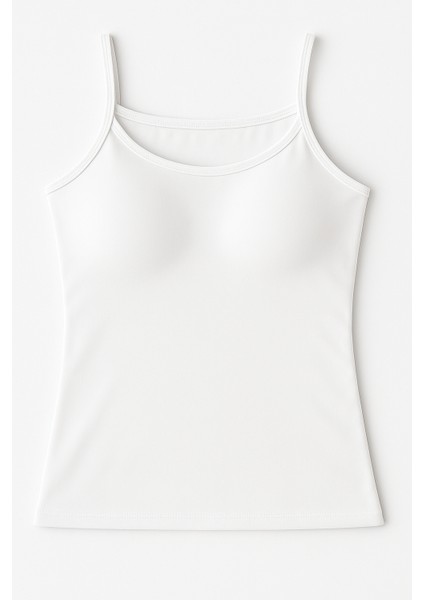 Kız Çocuk Ip Askılı Içi Dolgulu Atlet Beyaz