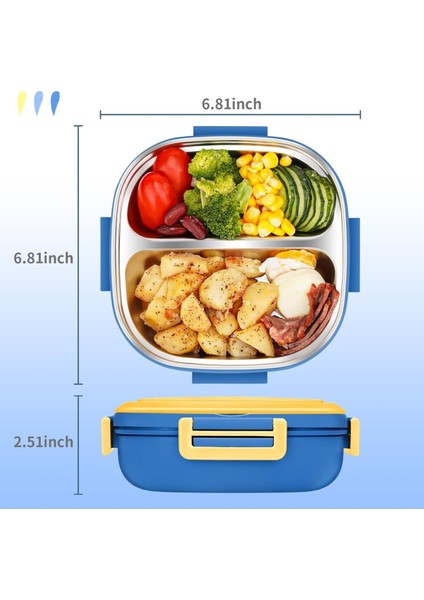 Taşınabilir Bölünmüş Yemek Kabı Paslanmaz Çelik Beslenme Kutusu 2 Bölmeli