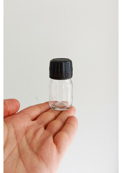 30 ml Siyah Kapaklı Şeffaf Cam Shot Şişe, 6'lı Paket, Güvenli ve Şık Tasarım fiyatları