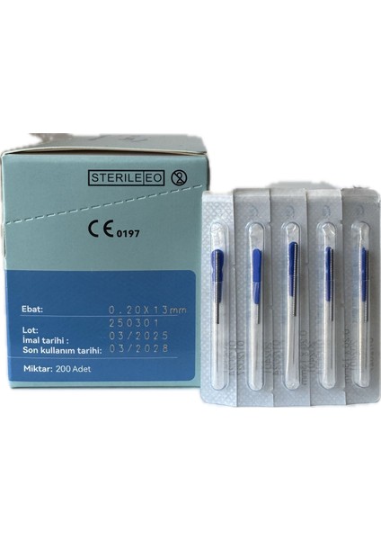 Akupunktur İğnesi Kuru İğne 0.20x13 mm 200’lük Paket 5 Kutu 1000 Adet