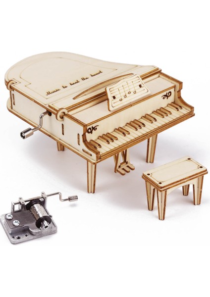 Okyanus Tarzı El Piyano Ahşap El Kolu Müzik Kutusu Ofis Dekorasyonu 3D Ahşap Puzzle Oyunu Inşa Doğum Günü Hediye Montaj Kiti Mekanik Model (Yurt Dışından)