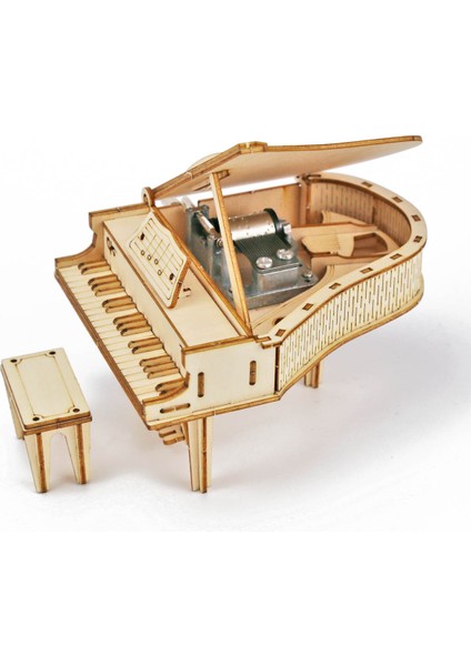 Okyanus Tarzı El Piyano Ahşap El Kolu Müzik Kutusu Ofis Dekorasyonu 3D Ahşap Puzzle Oyunu Inşa Doğum Günü Hediye Montaj Kiti Mekanik Model (Yurt Dışından)