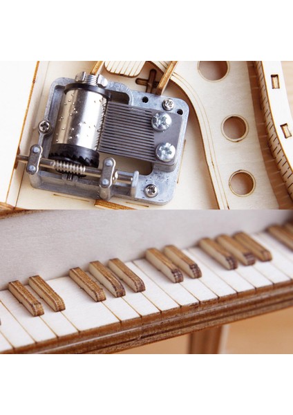 Okyanus Tarzı El Piyano Ahşap El Kolu Müzik Kutusu Ofis Dekorasyonu 3D Ahşap Puzzle Oyunu Inşa Doğum Günü Hediye Montaj Kiti Mekanik Model (Yurt Dışından)